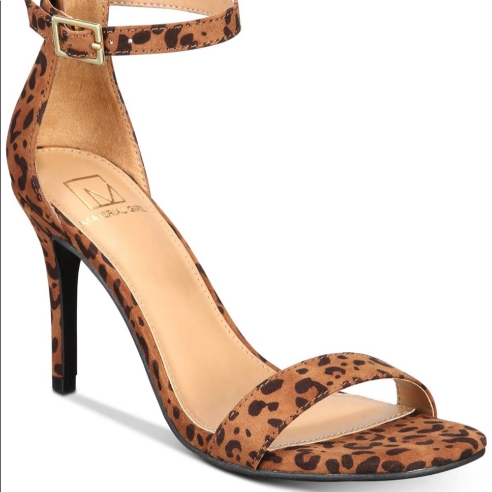 Material Girl Blaire Open Toe Ankle Strap Leopard